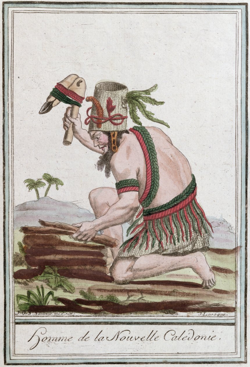 Einheimischer von Neukaledonien, graviert von J. Laroque, 1796 von Jacques Grasset de Saint Sauveur