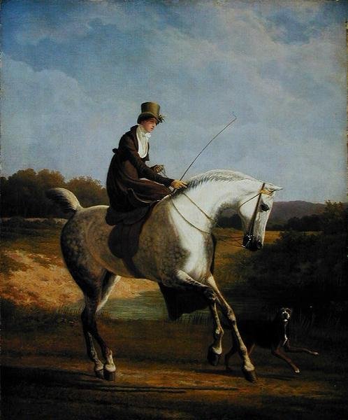 Miss Casenove auf einem grauen Jäger von Jacques Laurent Agasse
