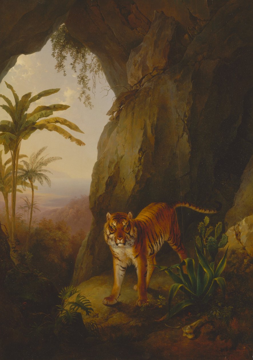 Tiger in einer Höhle von Jacques-Laurent Agasse