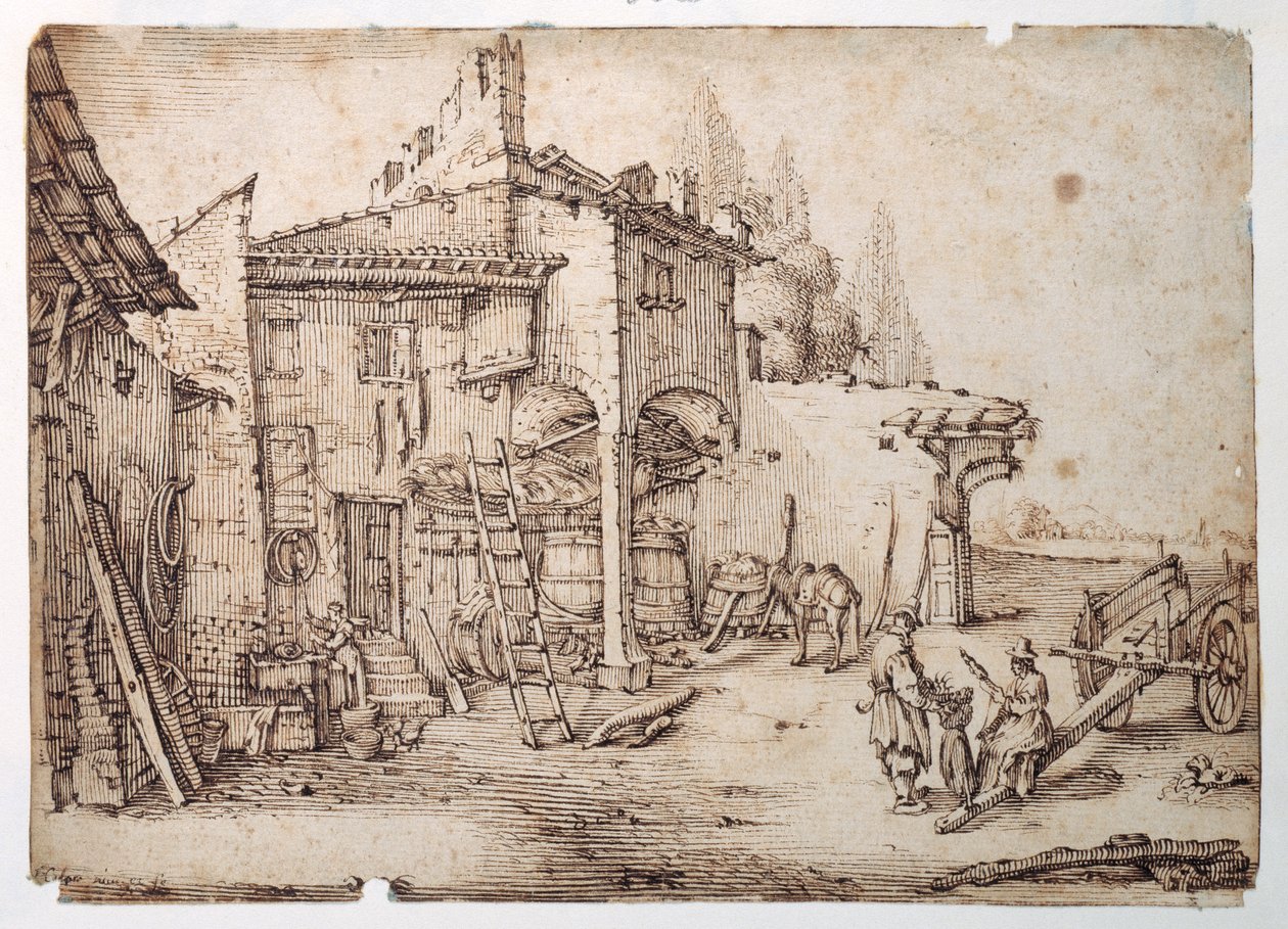Ein italienischer Bauernhof von Jacques (after) Callot