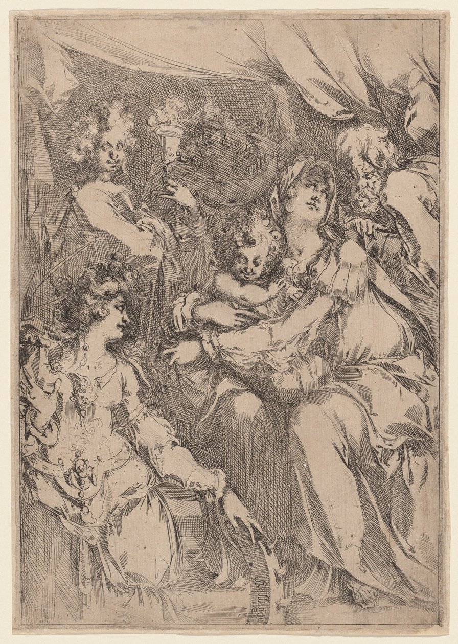 Die Heilige Familie mit der Heiligen Katharina, dem Heiligen Johannes dem Evangelisten und einem Engel von Jacques Bellange