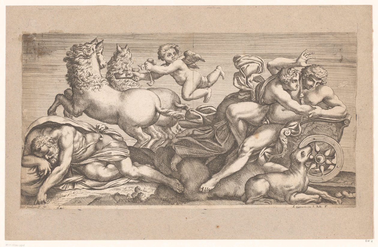 Cephalus von Aurora in ihrem Streitwagen mitgenommen von Jacques Belly