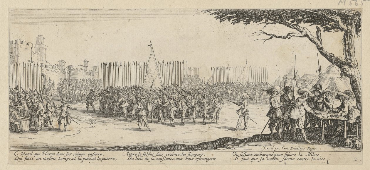 Anheuerung der Truppen, Blatt 2 der Folge "Grauen des Krieges" von Jacques Callot