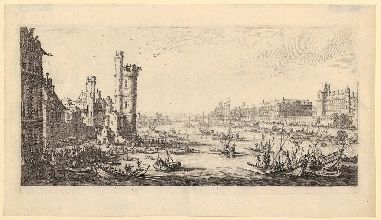 Ansicht des Louvres, Blatt 1 der Folge "Die zwei großen Paris-Ansichten" von Jacques Callot