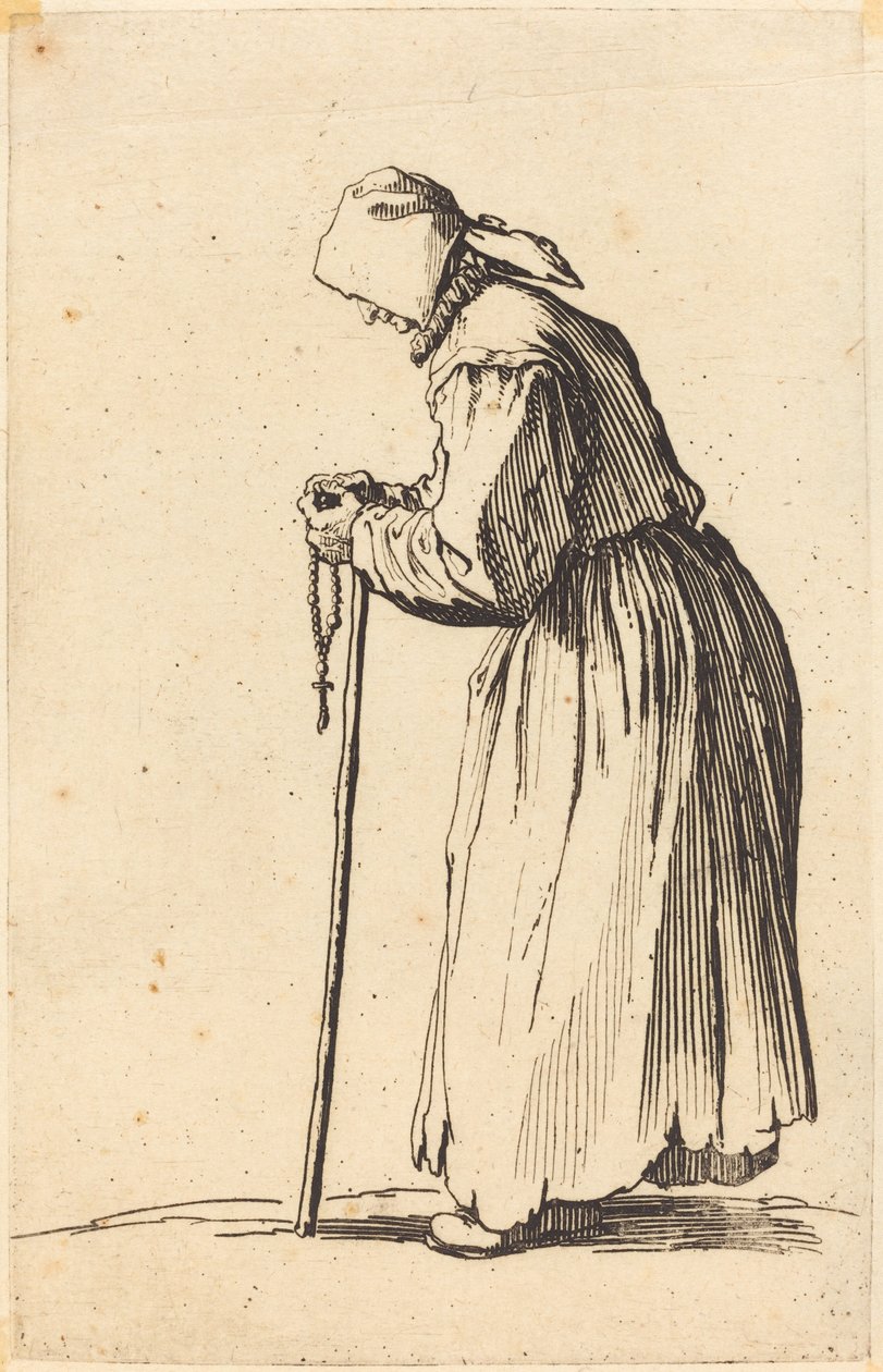 Bettlerin mit Rosenkranz von Jacques Callot
