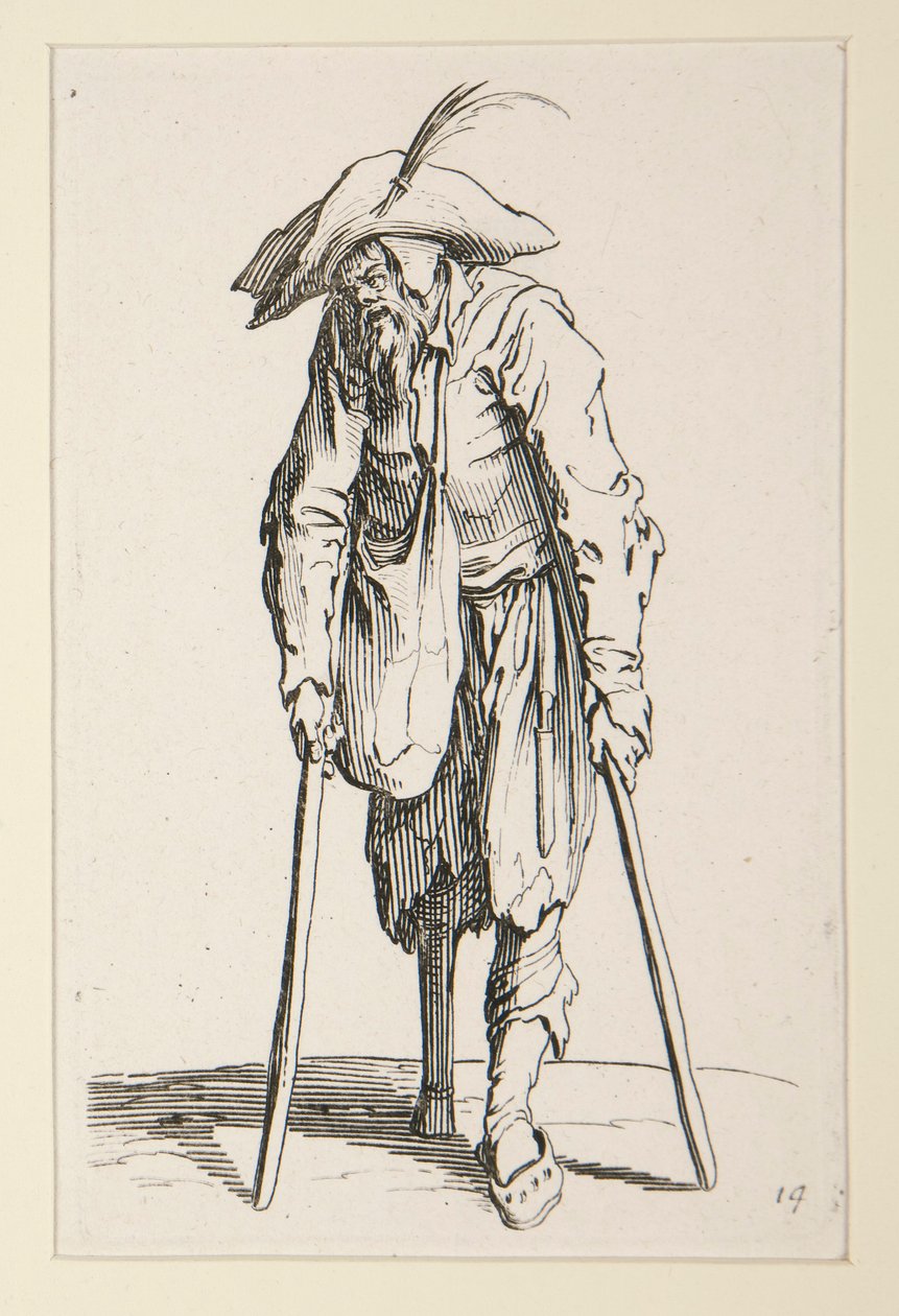 Bettler mit Holzbein, aus Die Bettler (Le mendiant à la jambe de bois) von Jacques Callot