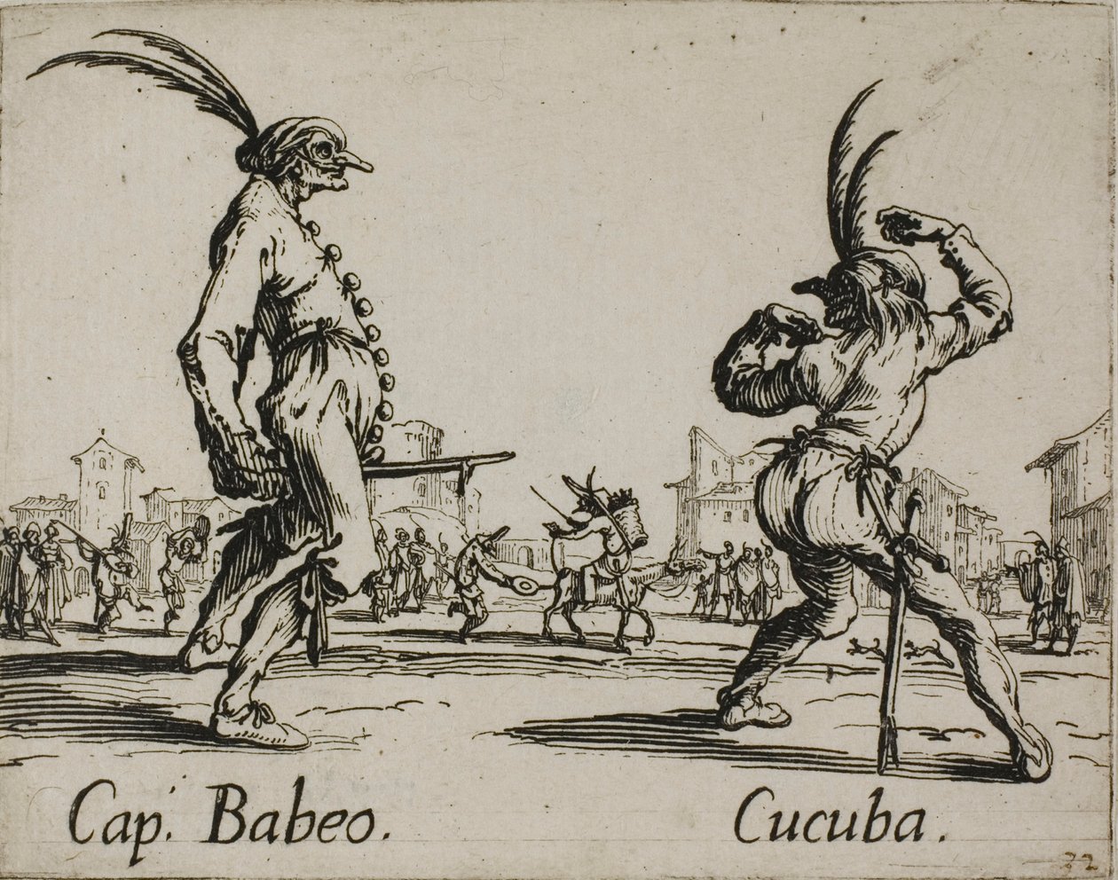 Capitan Babeo - Cucuba, Platte 16 aus Balli di Sfessania von Jacques Callot
