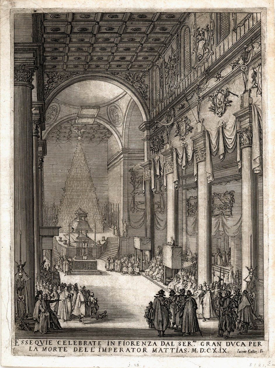 Katafalk in Florenz für Kaiser Matthias von Jacques Callot