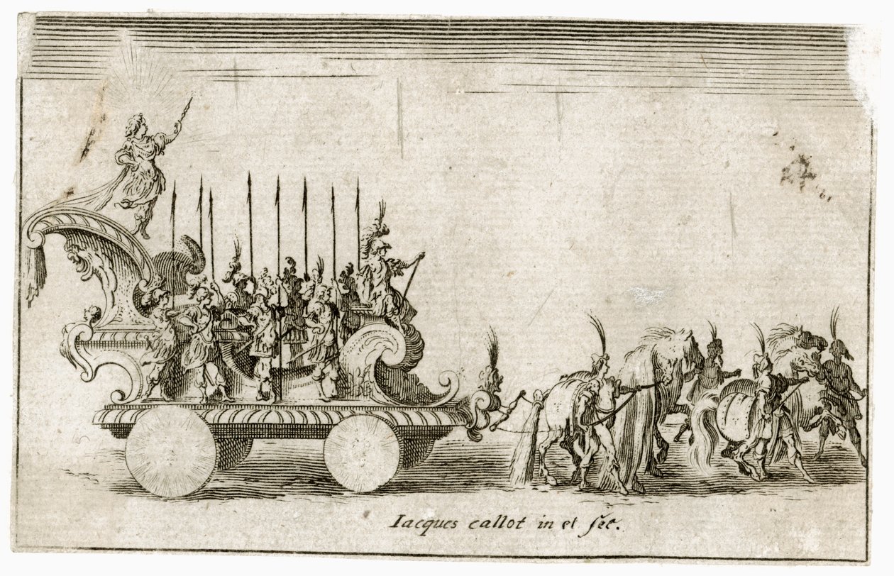 Kampf an der Barriere: Einzug seiner Hoheit Herzog Karl IV., der die Sonne darstellt (Gravur) von Jacques Callot