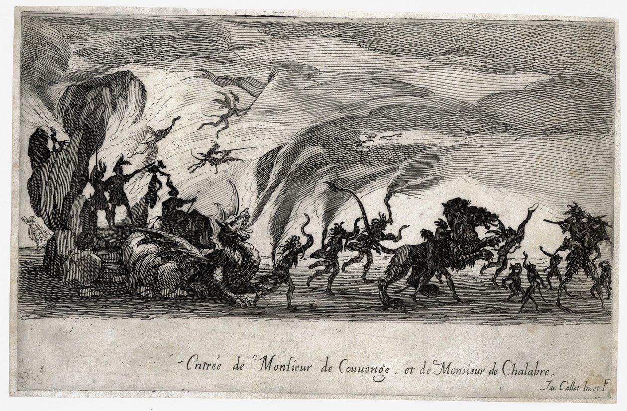 Kampf an der Barriere, der Einzug der Sieures de Couvonge und de Chalabre (Gravur) von Jacques Callot