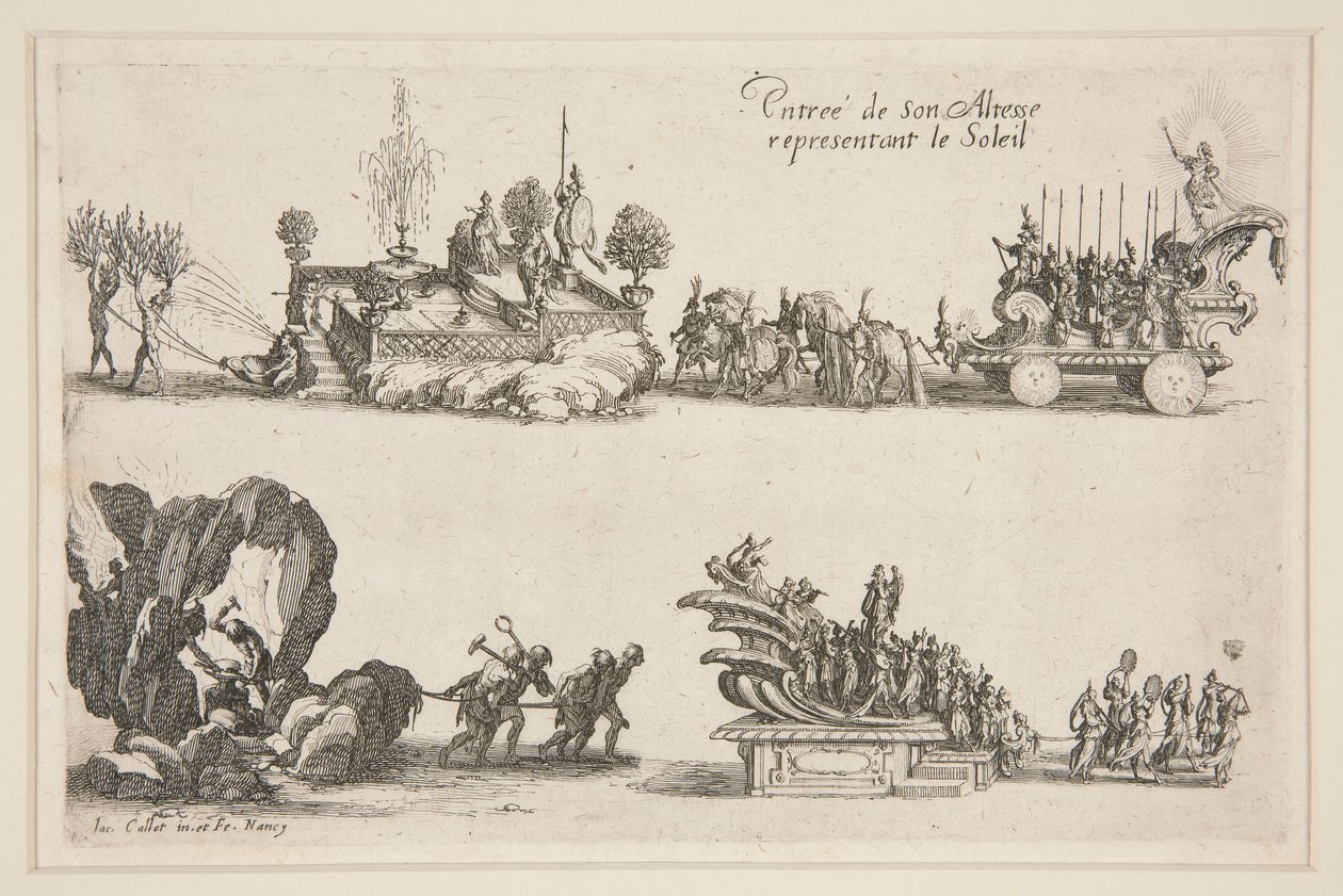 Kampf an der Barriere, Eintritt seiner Hoheit (Karl IV) repräsentiert die Sonne von Jacques Callot