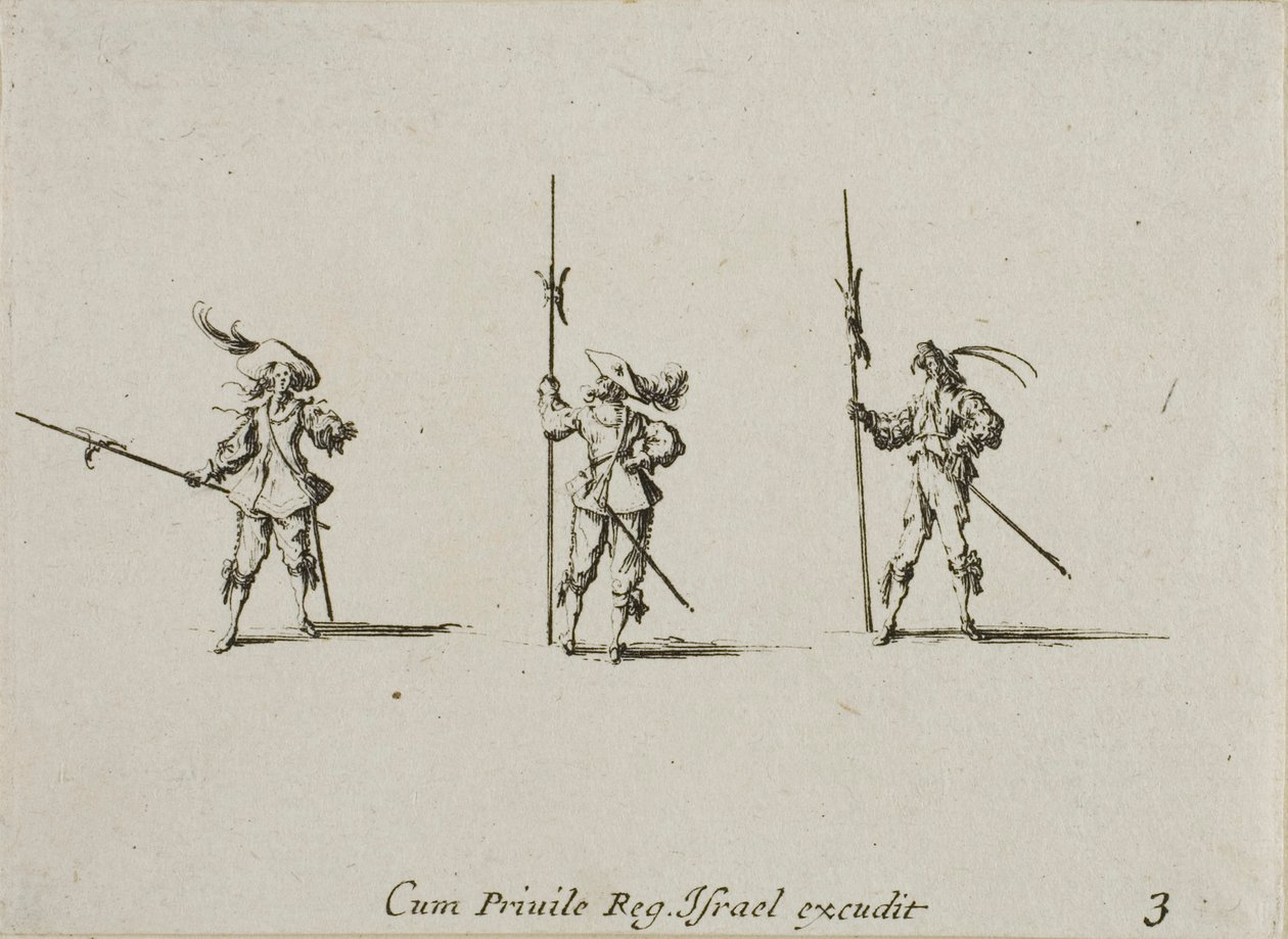 Übung mit Hellebarden, Platte drei aus Die militärischen Übungen von Jacques Callot