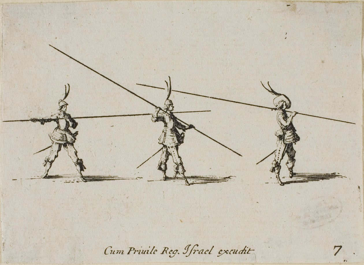 Übung mit dem Musket, Tafel sieben aus Die Militärübungen von Jacques Callot