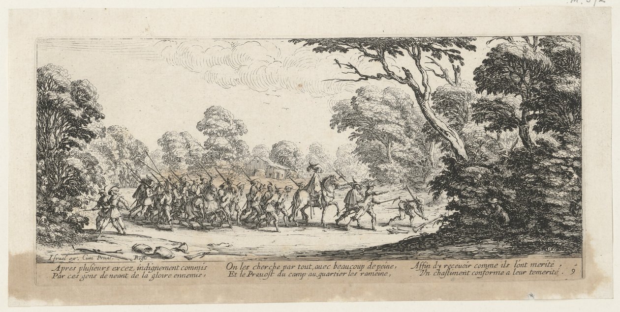 Entdeckung der Verbrecher, Blatt 9 der Folge "Grauen des Krieges" von Jacques Callot