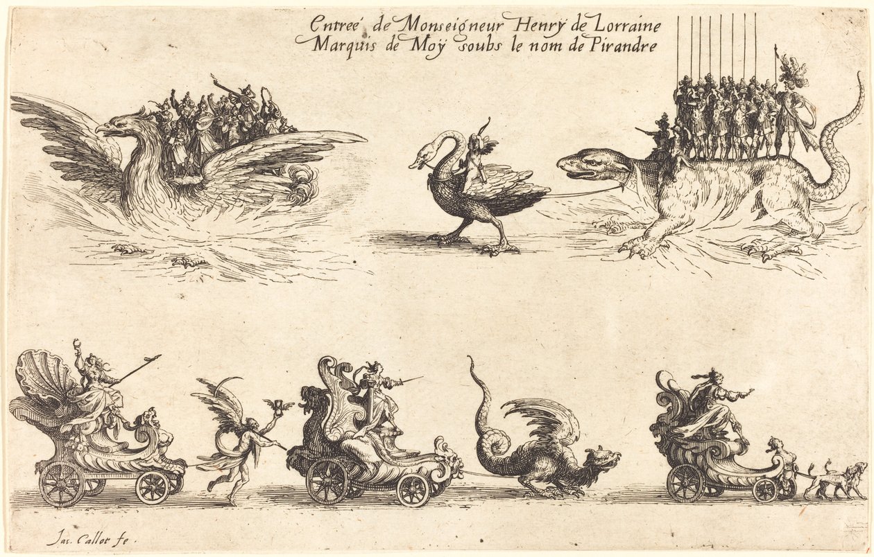 Einzug von Monseigneur Henry de Lorraine, Marquis de Moy, unter dem Namen Pirandre von Jacques Callot