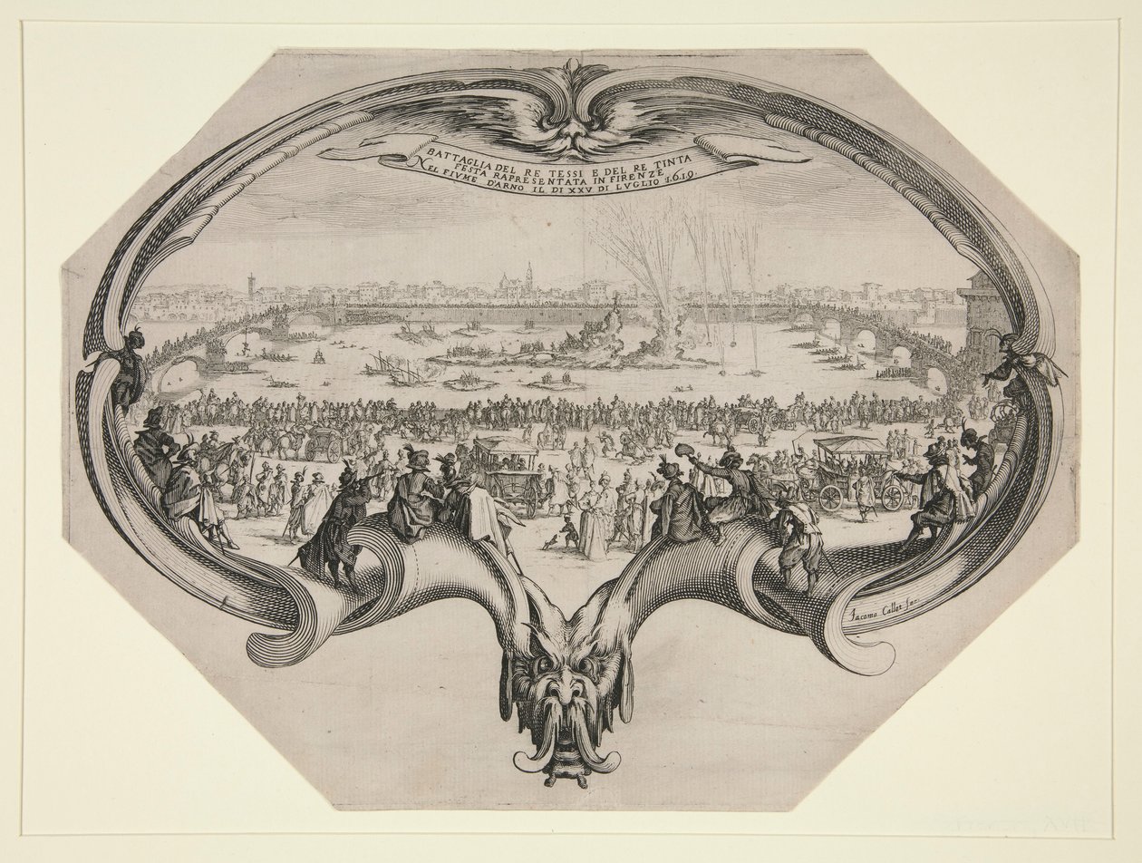 Fest der Färber und Weber von Florenz, 25. Juli 1619 am Arno von Jacques Callot