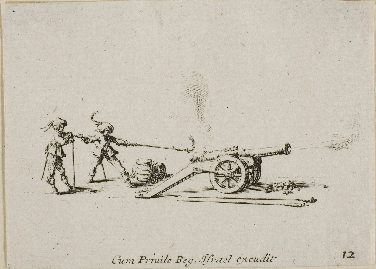 Kanonenfeuer, Platte zwölf aus Die militärischen Übungen von Jacques Callot