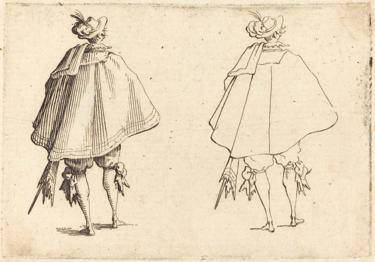 Herr im großen Mantel, von hinten gesehen, ca. 1617 von Jacques Callot