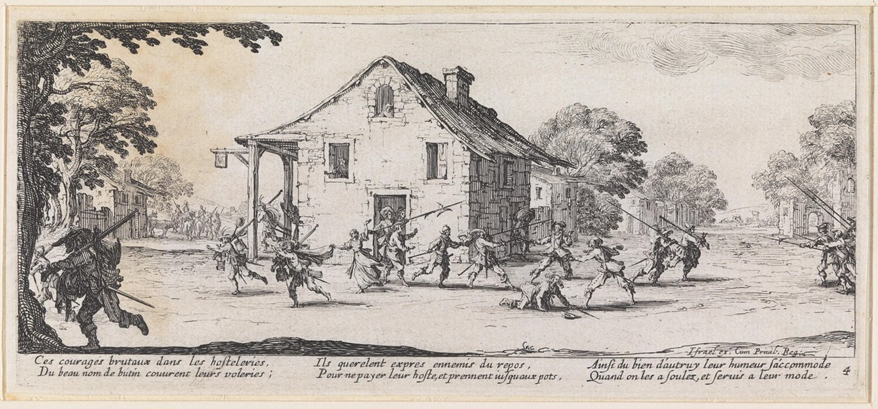 Kampf vor einem Haus von Jacques Callot