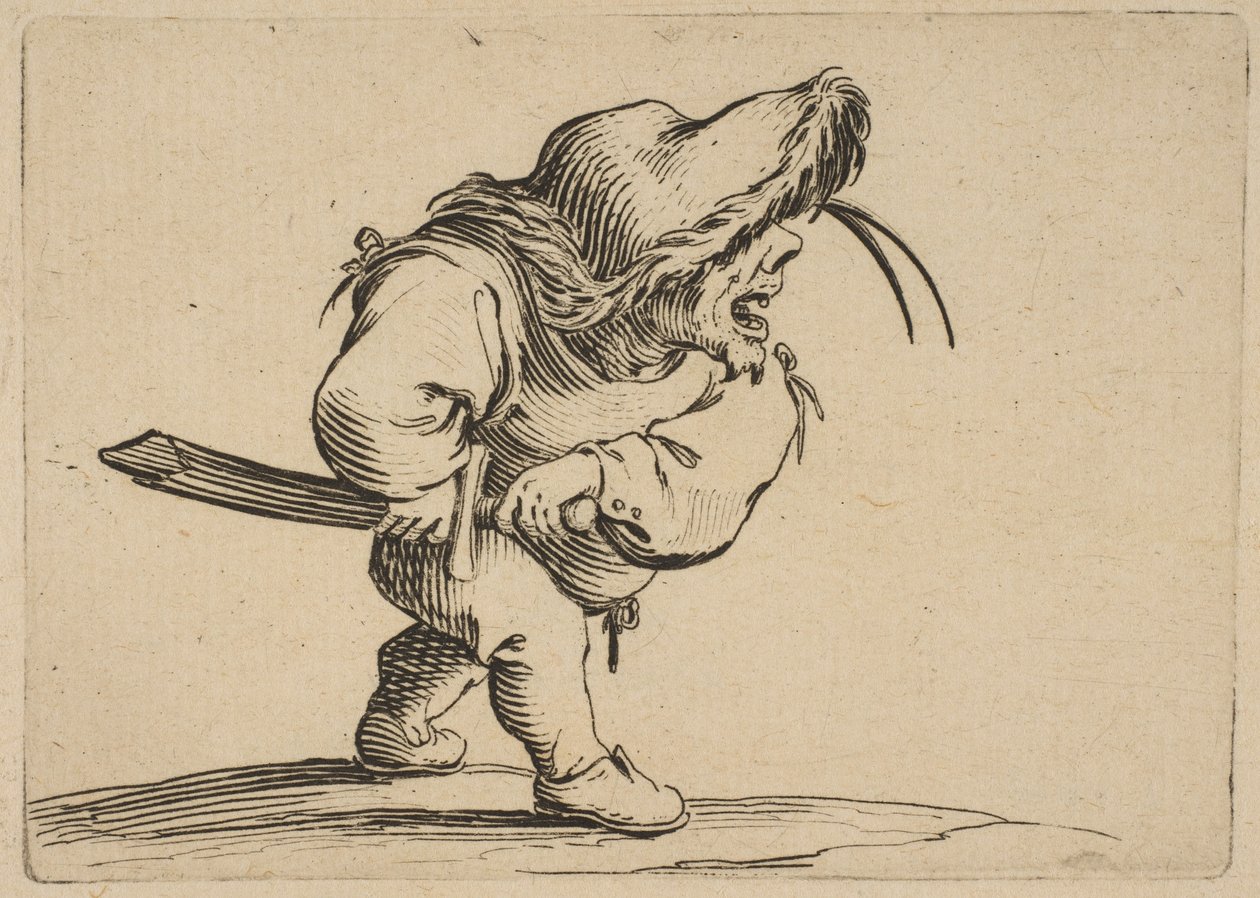 Der Mann, der sich darauf vorbereitet, sein Schwert zu ziehen, aus Varie Fig..., 1616-22 von Jacques Callot