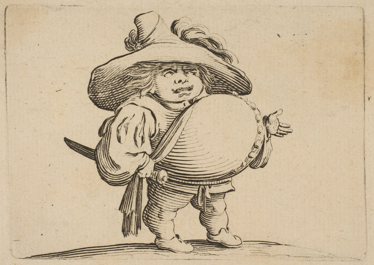 Der Mann mit dem großen Bauch, verziert mit einer Reihe von Knöpfen von Jacques Callot