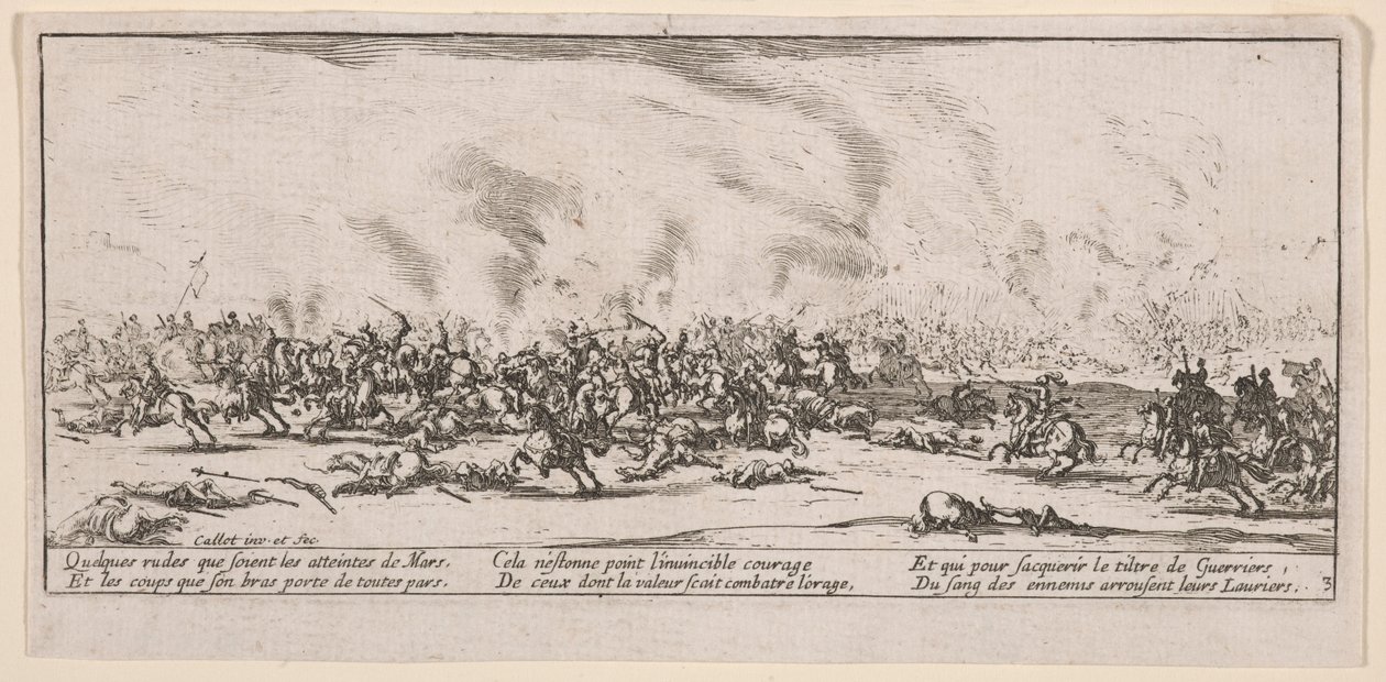 Die Schlacht, Illustration aus Les Grandes misères de la guerre von Jacques Callot