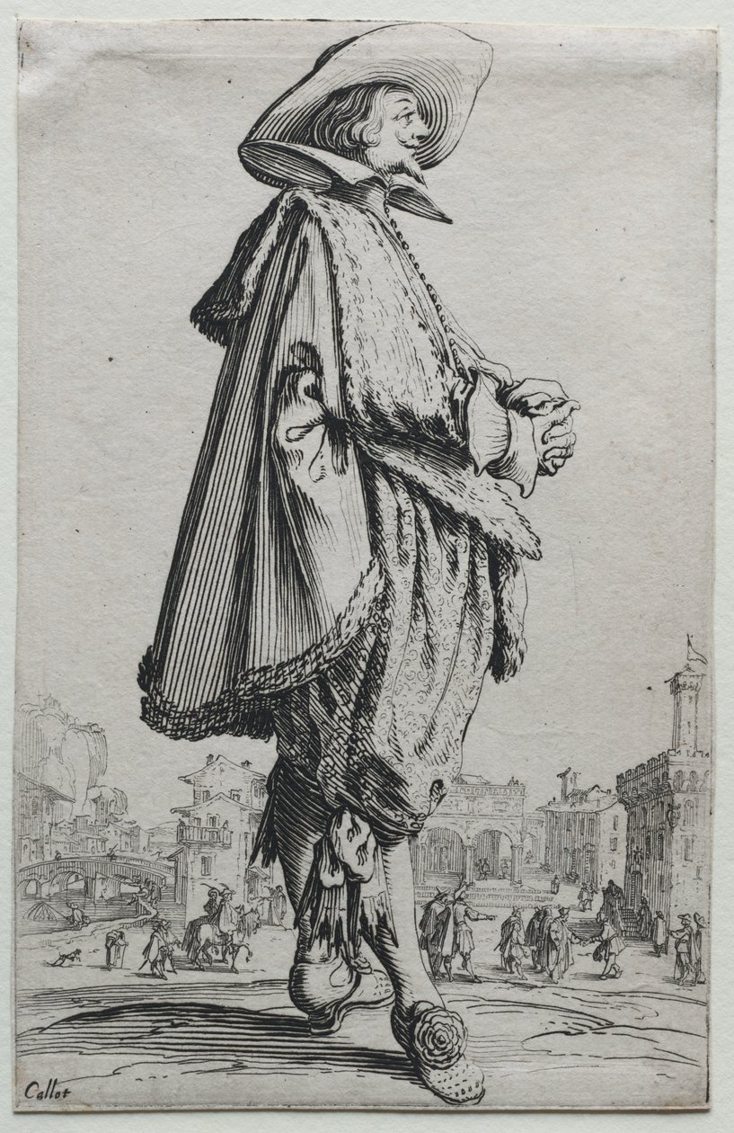 La Noblesse: Gentleman im Profil mit gefalteten Händen von Jacques Callot