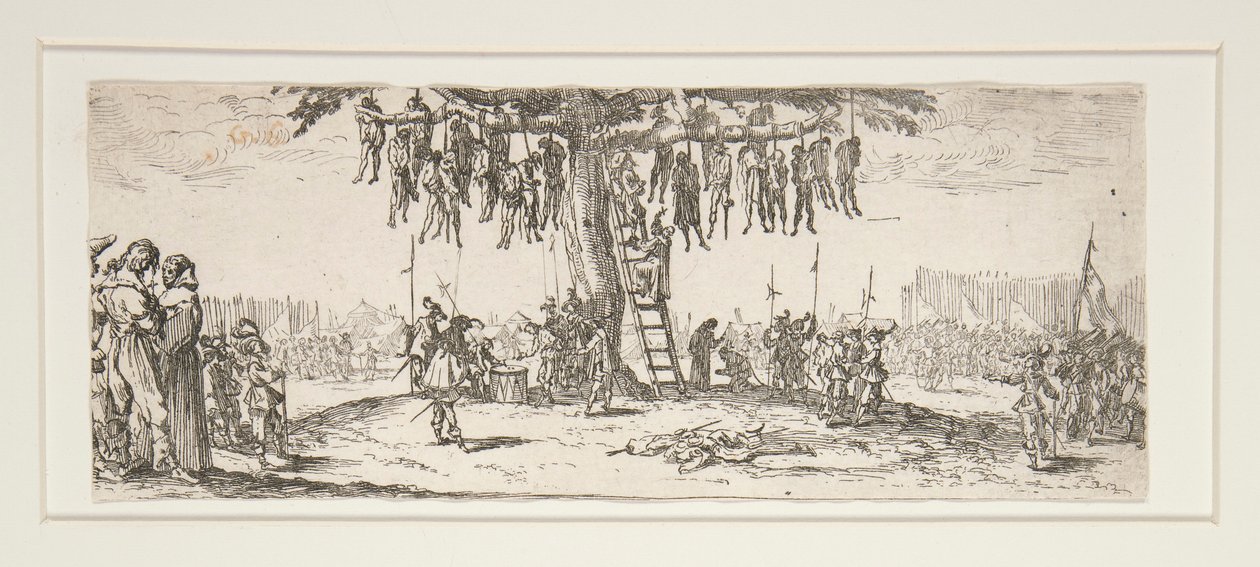La pendaison aus Les grandes misères de la guerre von Jacques Callot