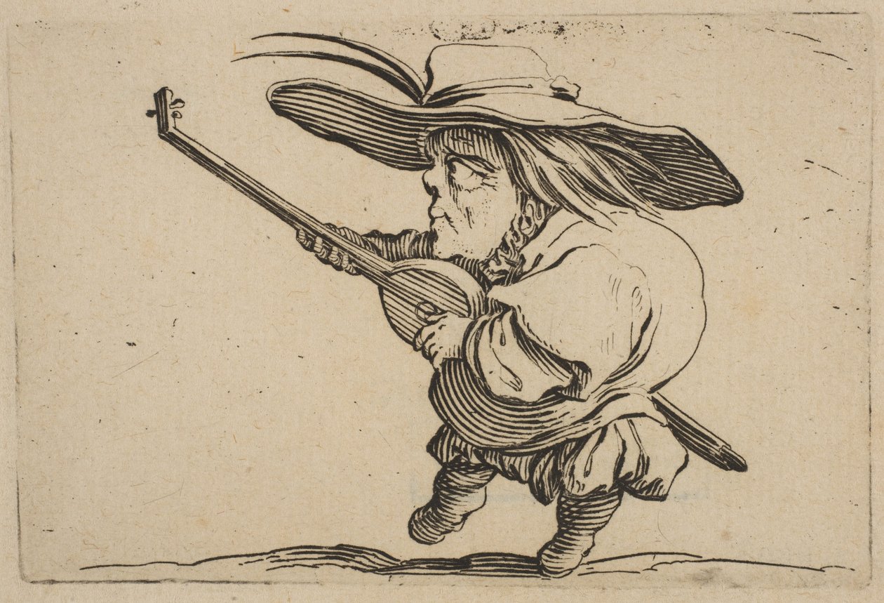 Der Lautenspieler, aus Varie Figure Gobbi von Jacques Callot
