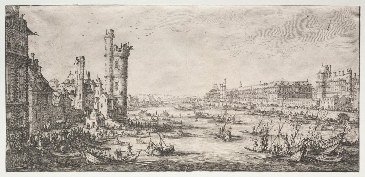 Die zwei großen Ansichten von Paris: Ansicht des Louvre, 1628-1630 von Jacques Callot