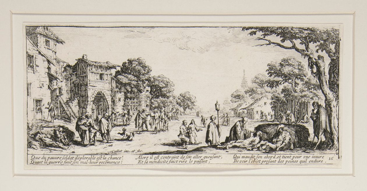 Die großen Leiden des Krieges: Nr. 16 - Die Sterbenden am Straßenrand von Jacques Callot