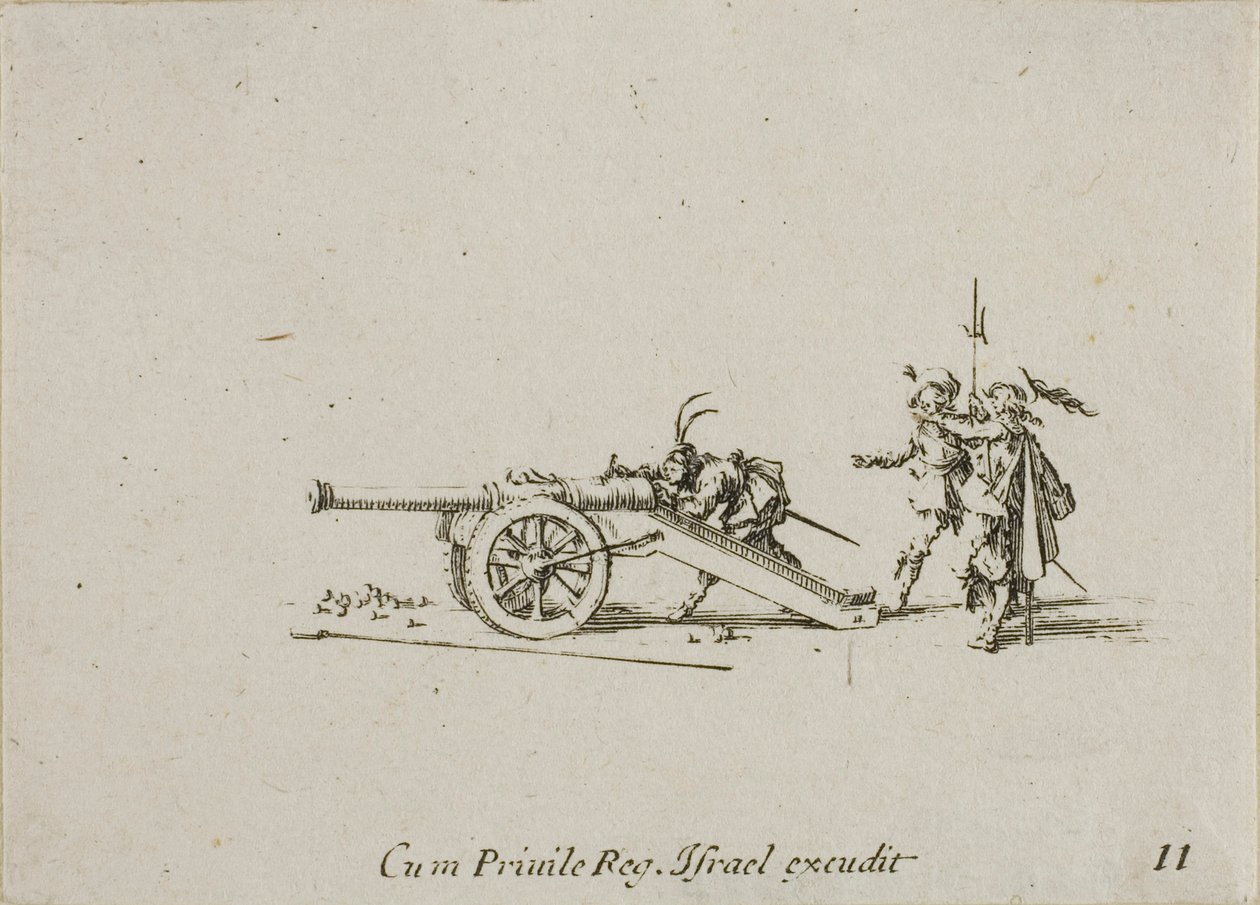 Kanone laden, Platte elf aus Die Militärübungen von Jacques Callot