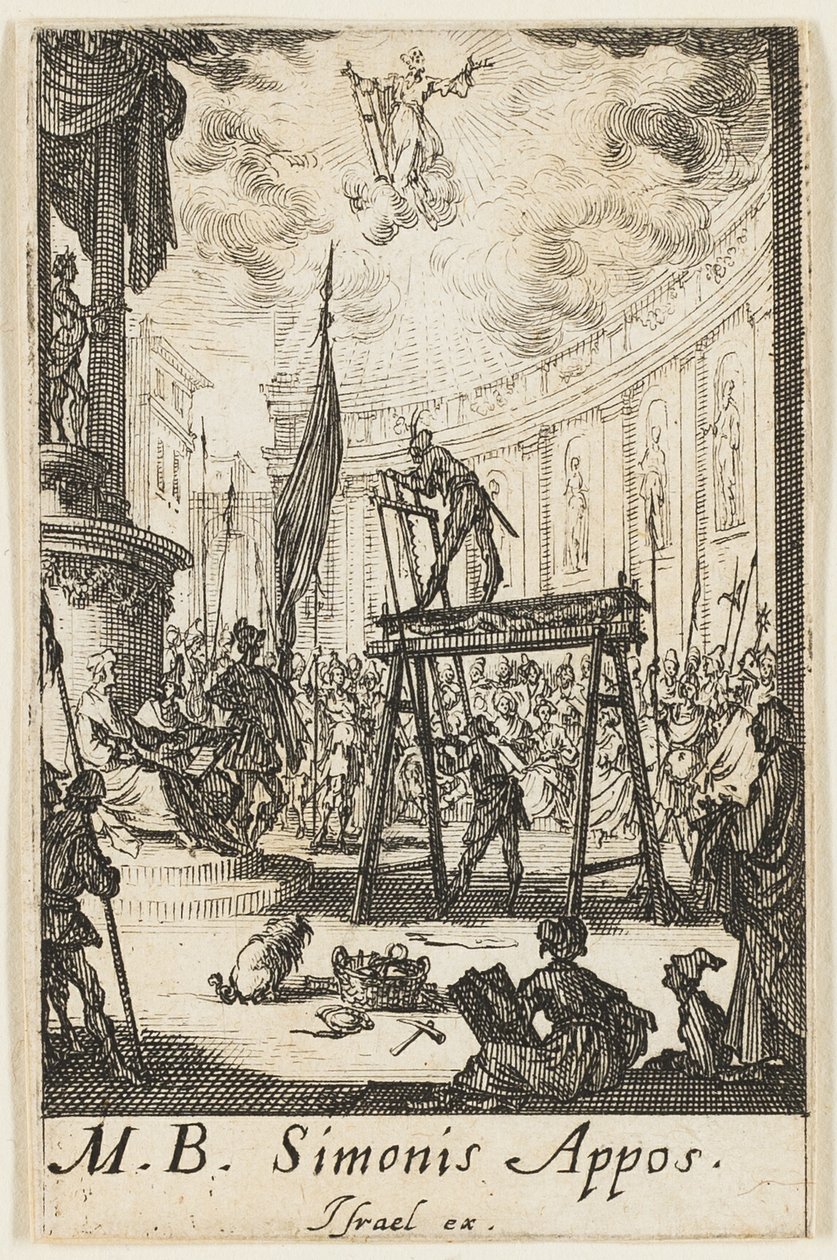 Martyrium des Heiligen Simon, Platte zehn aus Die Martyrien der Apostel von Jacques Callot
