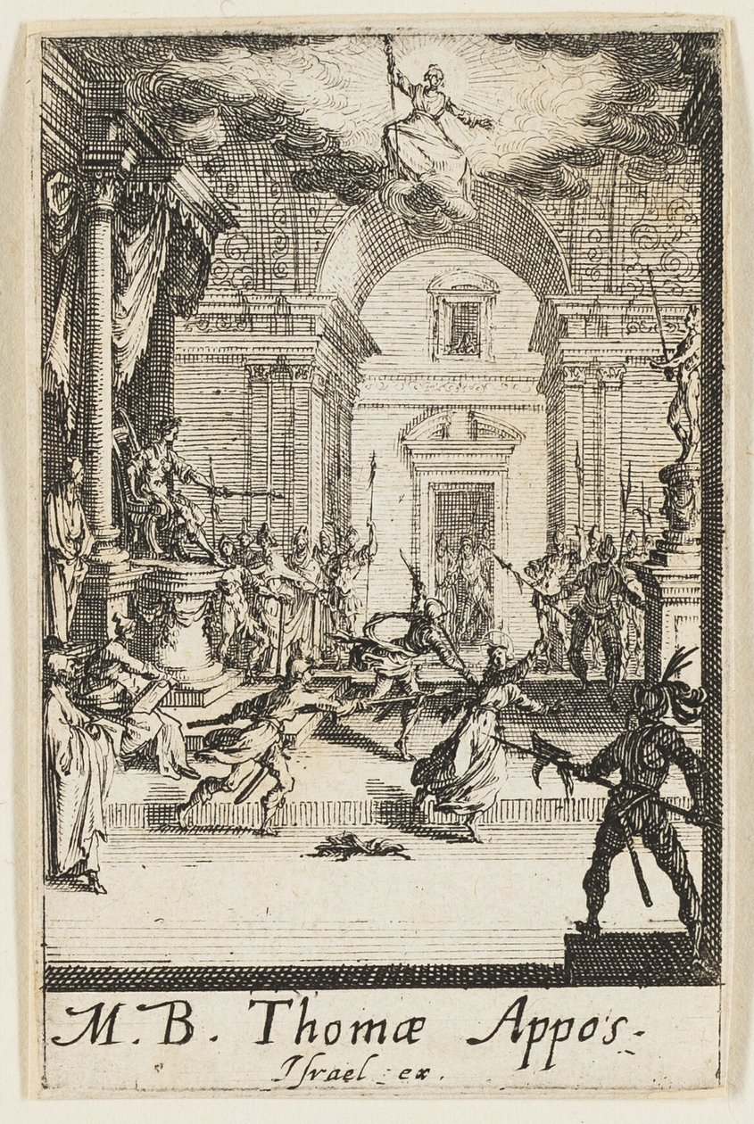 Martyrium des Heiligen Thomas, Platte sechs aus Die Martyrien der Apostel von Jacques Callot