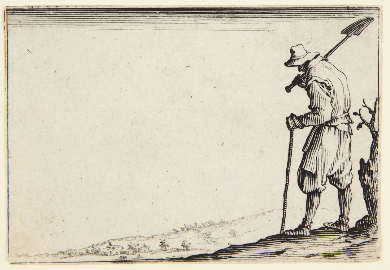 Bauer mit Spaten auf der Schulter von Jacques Callot