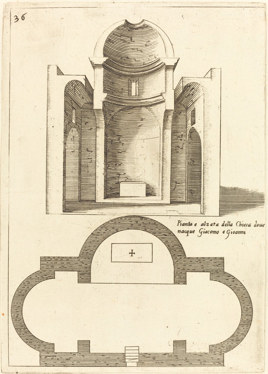 Plan und Aufriss der Kirche der Heiligen Jakob und Johannes von Jacques Callot