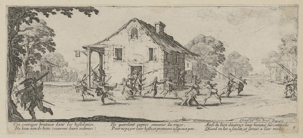Plünderung, Blatt 4 der Folge "Grauen des Krieges" von Jacques Callot