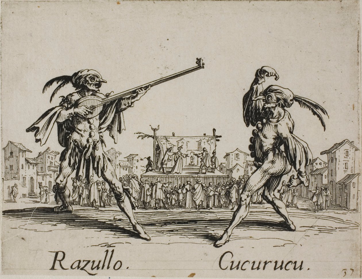 Razullo - Cucurucu, Platte 19 aus Balli di Sfessania von Jacques Callot