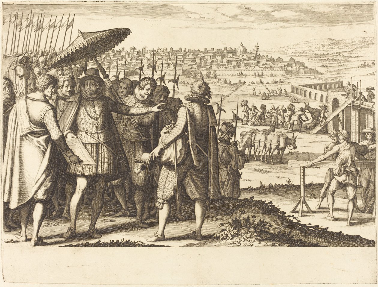 Restaurierung des Aquädukts in Pisa, um 1614 von Jacques Callot