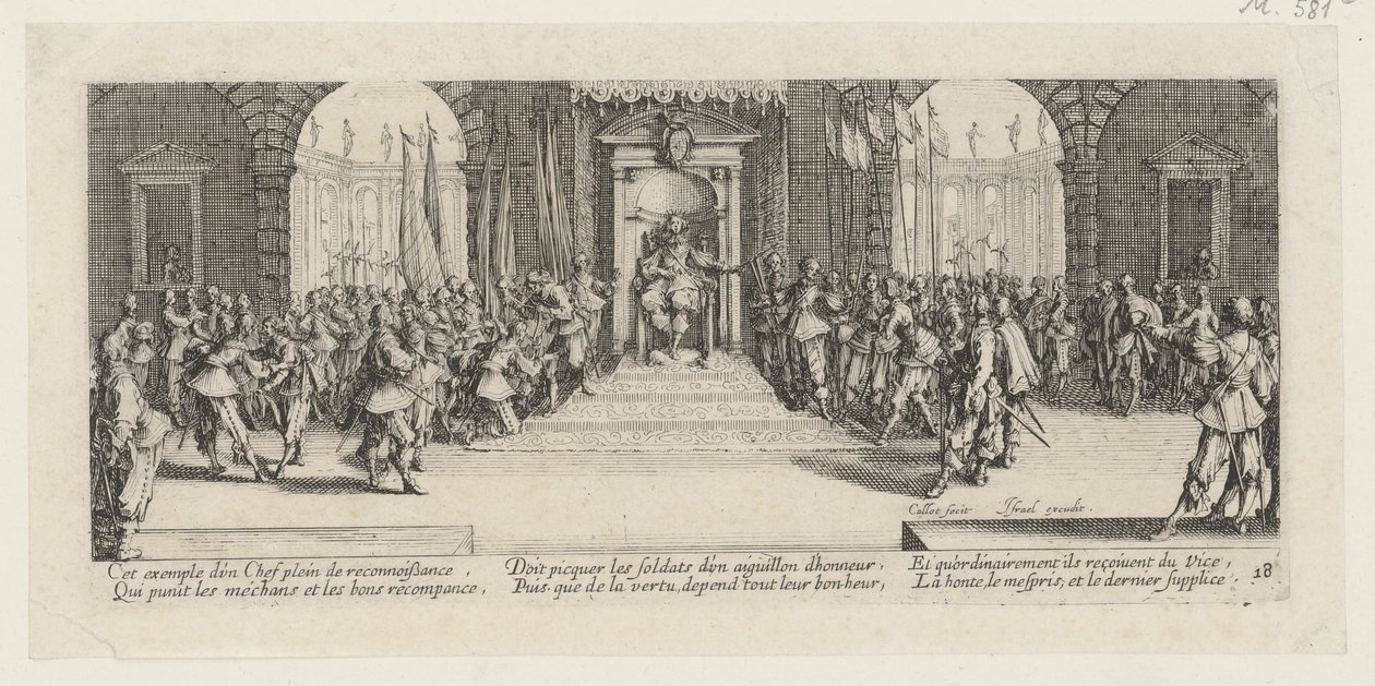 Soldvergabe, Blatt 18 der Folge "Grauen des Krieges" von Jacques Callot