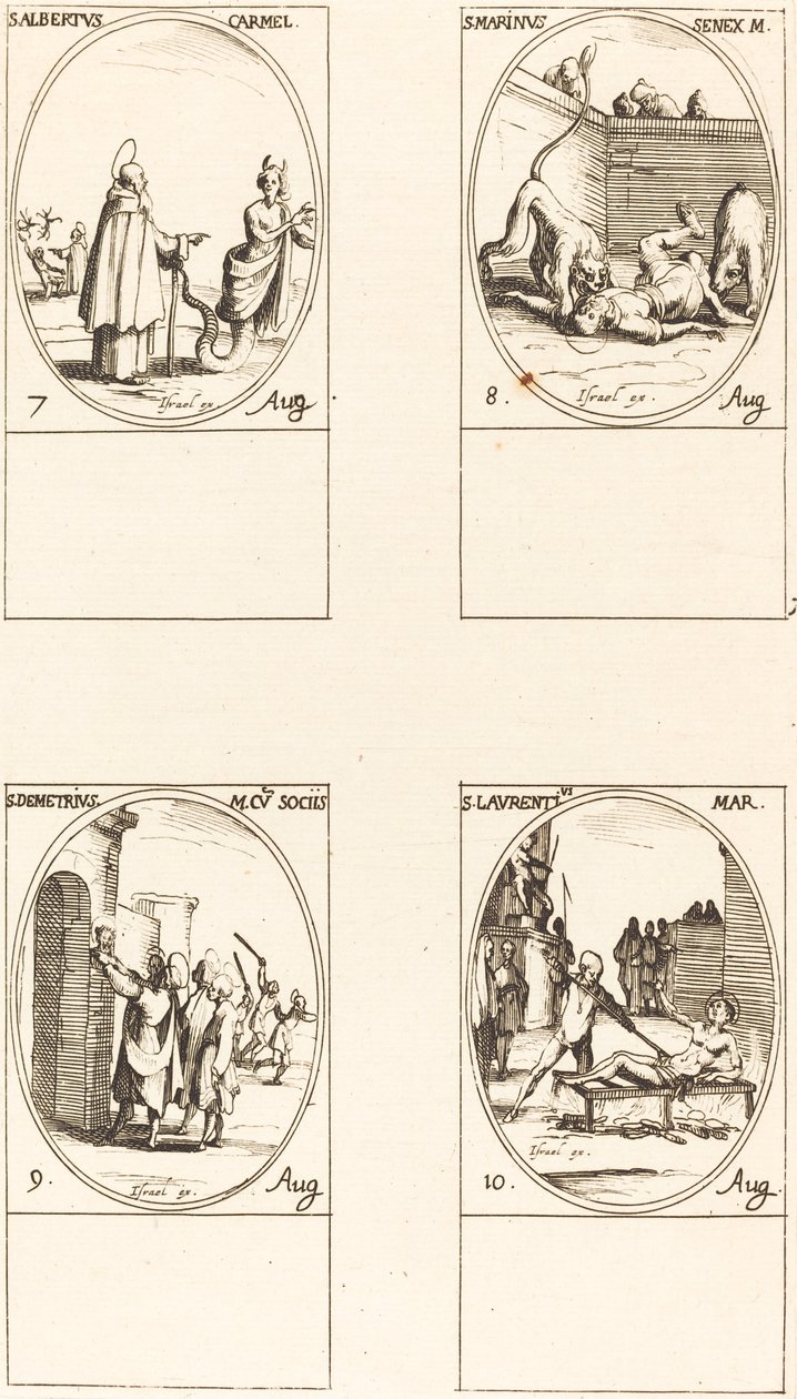 St. Albert von Sizilien, Karmelit; St. Marinus; St. Demetrius und Gefährten; St. Lauren von Jacques Callot