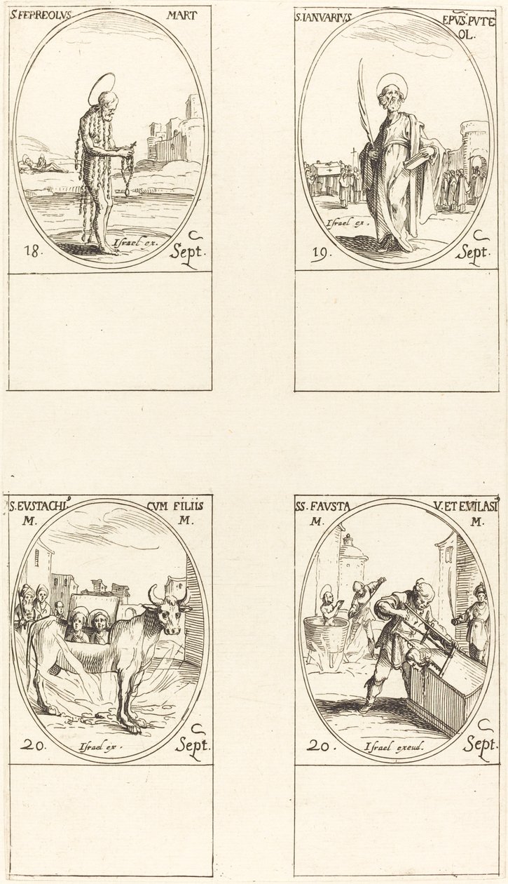 St. Ferreolus; St. Januarius; St. Eustachius & seine Kinder; Sts. Fausta & Evelasius von Jacques Callot