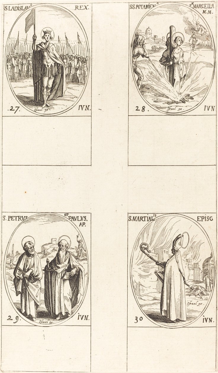 St. Ladislas; Sts. Potamiana und Marcella; Sts. Peter und Paul, Apostel; St. Martial von Jacques Callot