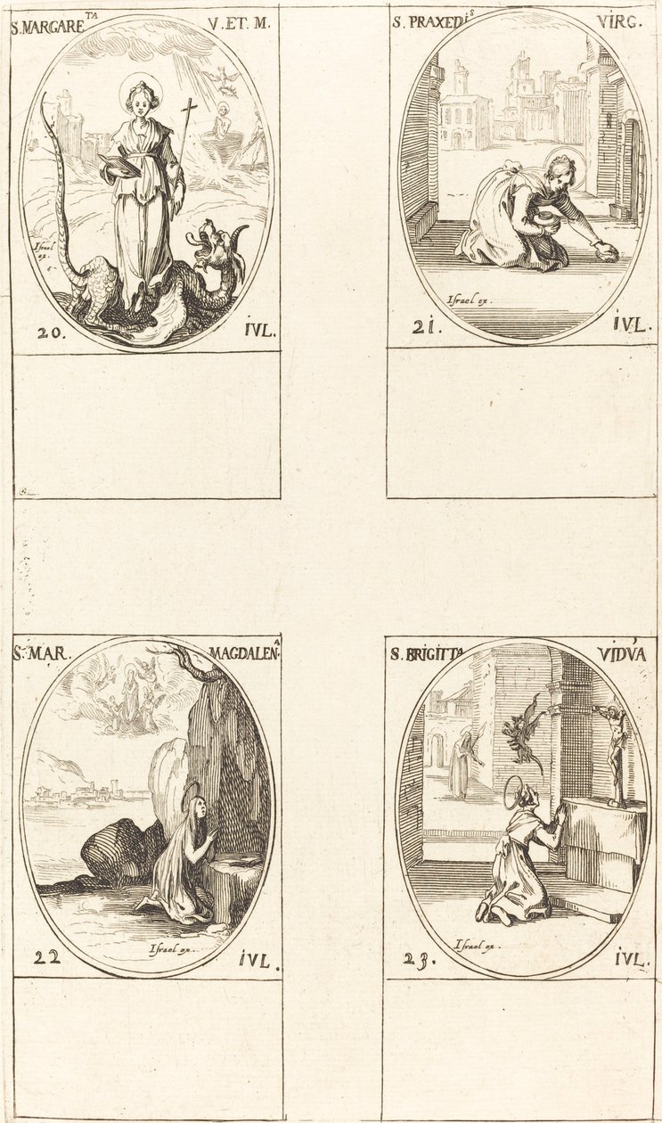 St. Margareta von Antiochia; St. Praxedes; St. Maria Magdalena; St. Birgitta von Schweden von Jacques Callot