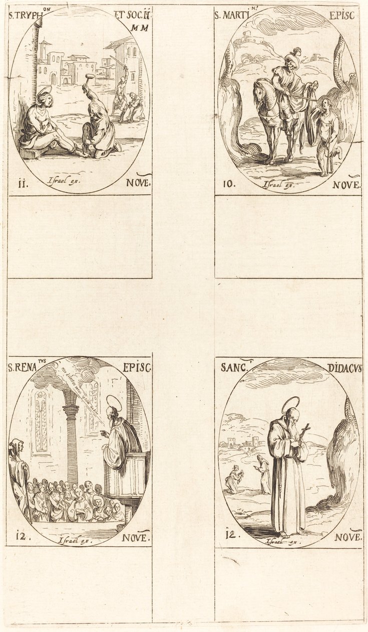 St. Martin, St. Tryphon und Gefährten, St. Renatus, St. Didacus von Jacques Callot