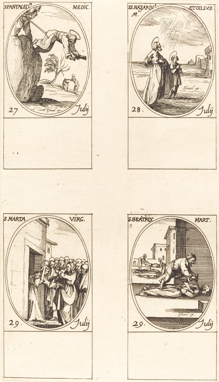 St. Pantaleon, Sts. Nazarius und Celsus, St. Martha, St. Beatrice von Jacques Callot