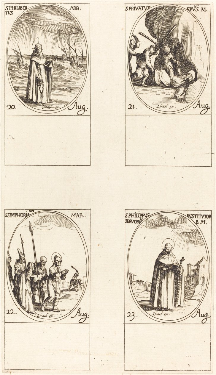 Hl. Philibert, Abt; Hl. Privatus; Hl. Symphorian; Hl. Philipp von Jacques Callot