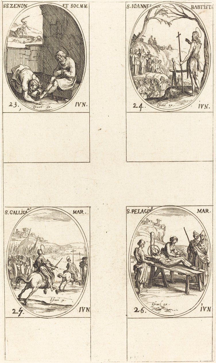 St. Zenon und Gefährten; St. Johannes der Täufer; St. Gallicanus; St. Pelagius von Jacques Callot
