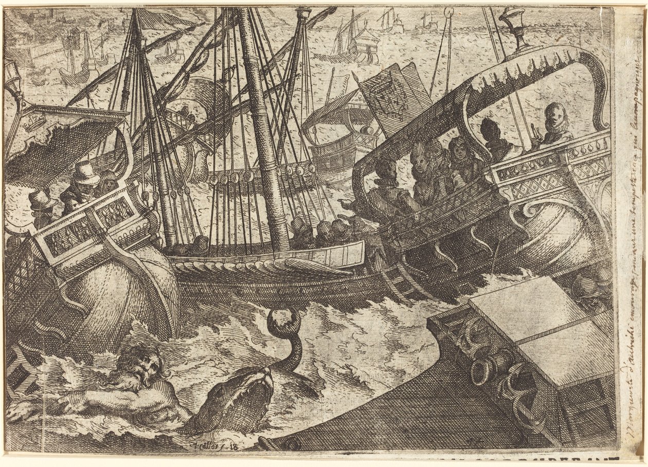 Sturm vor der Küste von Barcelona [recto] von Jacques Callot