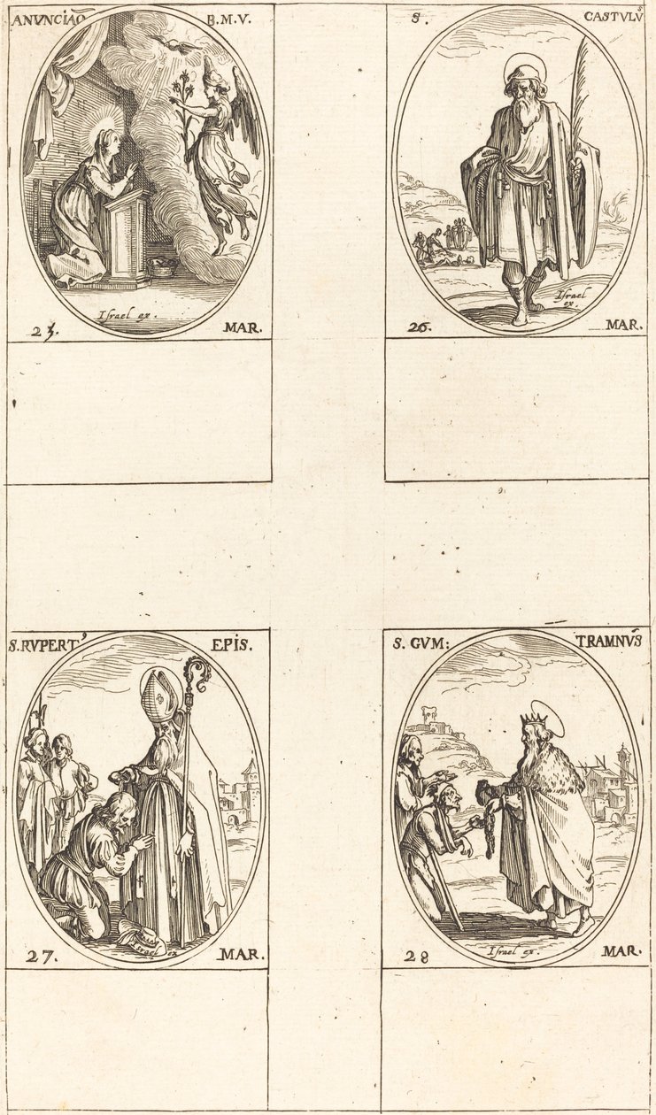 Die Verkündigung, St. Castulus, St. Rupert, St. Gontran von Jacques Callot